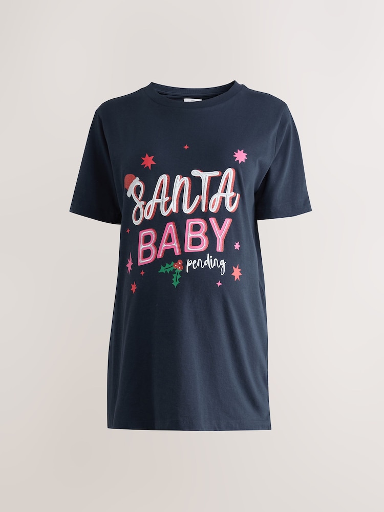 Christmas Navy Maternity Graphic T-Shirt - Image 2 of 4