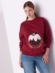Burgundy Maternity Christmas Sweatshirt - Image 2 of 5