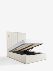 Smart Chenille Oyster Natural Mayfair Tall Upholstered Ottoman Storage Bed Frame - Image 10 of 11