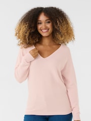 Cream Pink CRSillar V-Neck Pullover 100% Cotton Jumper - Image 1 of 4