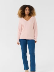 Cream Pink CRSillar V-Neck Pullover 100% Cotton Jumper - Image 2 of 4