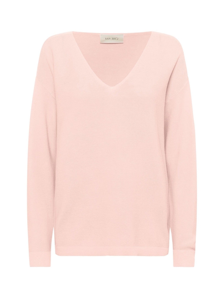 Cream Pink CRSillar V-Neck Pullover 100% Cotton Jumper - Image 3 of 4