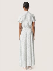 Soaked in Luxury Blue SLArjana Dress Short Sleeves Maxi Dress - Image 2 of 5