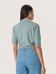 Soaked in Luxury Blue SLSpina Long Sleeves Polo Pullover Jumper - Image 3 of 6