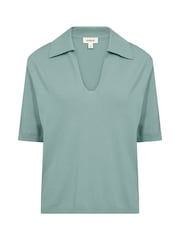 Soaked in Luxury Blue SLSpina Long Sleeves Polo Pullover Jumper - Image 5 of 6