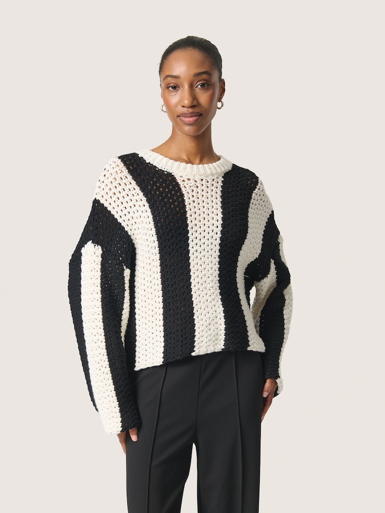 Soaked in Luxury Oversized SLMenaka Hole Knit Pullover Black Jumper - Image 1 of 6