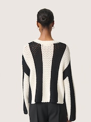 Soaked in Luxury Oversized SLMenaka Hole Knit Pullover Black Jumper - Image 2 of 6