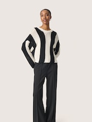 Soaked in Luxury Oversized SLMenaka Hole Knit Pullover Black Jumper - Image 3 of 6