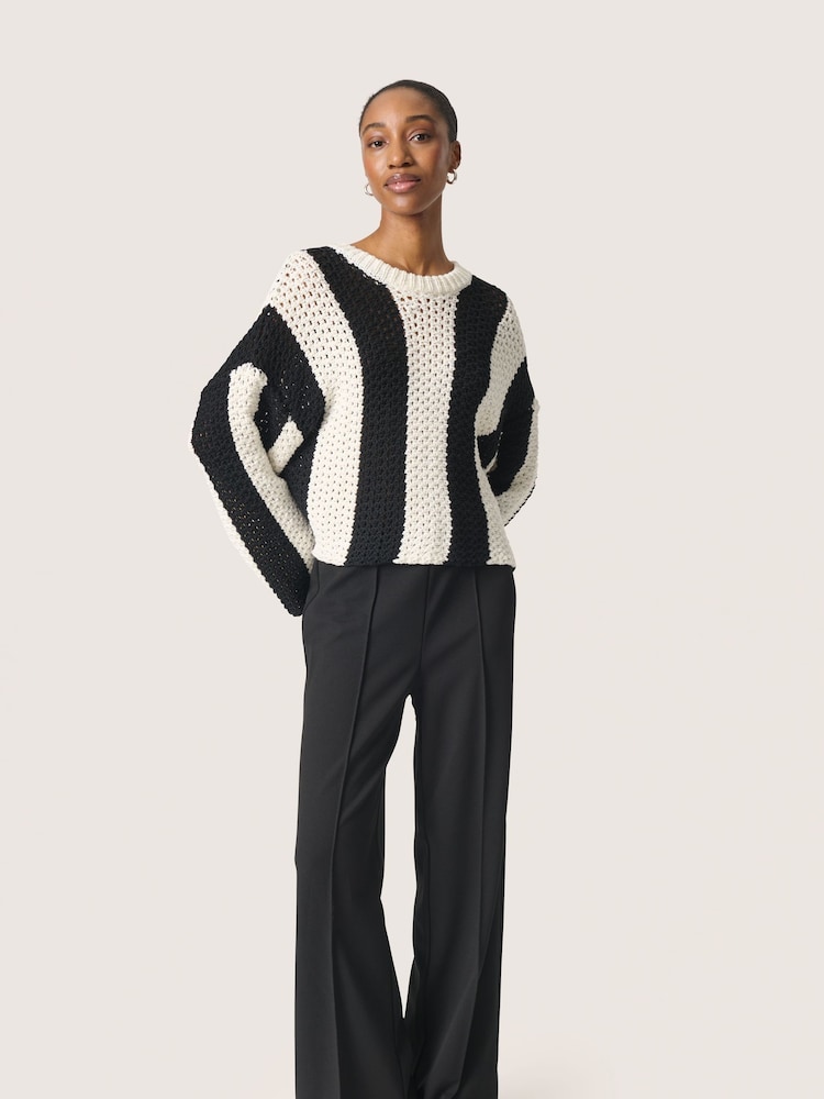 Soaked in Luxury Oversized SLMenaka Hole Knit Pullover Black Jumper - Image 3 of 6