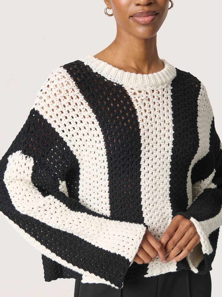 Soaked in Luxury Oversized SLMenaka Hole Knit Pullover Black Jumper - Image 4 of 6