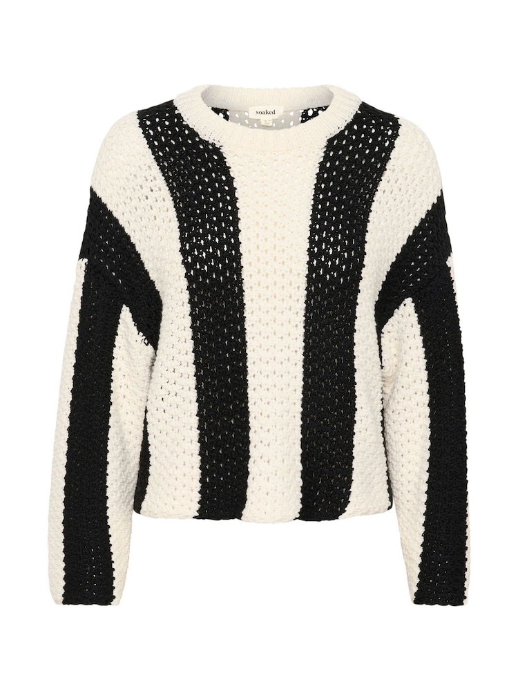 Soaked in Luxury Oversized SLMenaka Hole Knit Pullover Black Jumper - Image 5 of 6