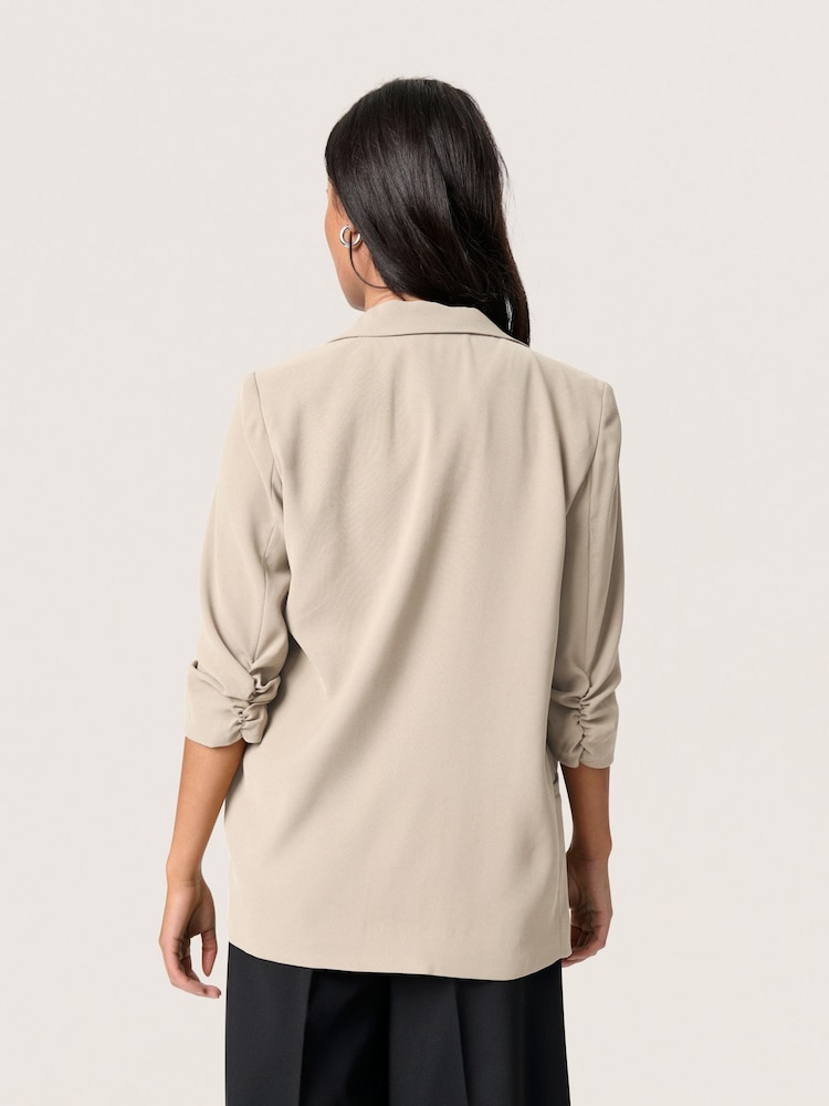 Soaked in Luxury Natural SLShirley 3/4 Sleeves Open Front Blazer - Image 2 of 6