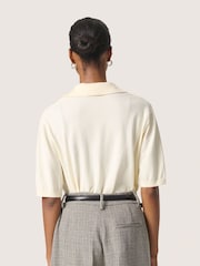 Soaked in Luxury SLSpina Long Sleeves Polo Pullover White Top - Image 3 of 6