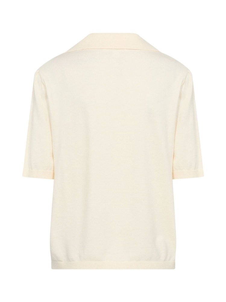 Soaked in Luxury SLSpina Long Sleeves Polo Pullover White Top - Image 6 of 6