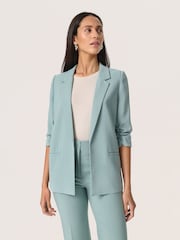Soaked in Luxury Blue SLShirley 3/4 Sleeves Open Front Blazer - Image 1 of 6