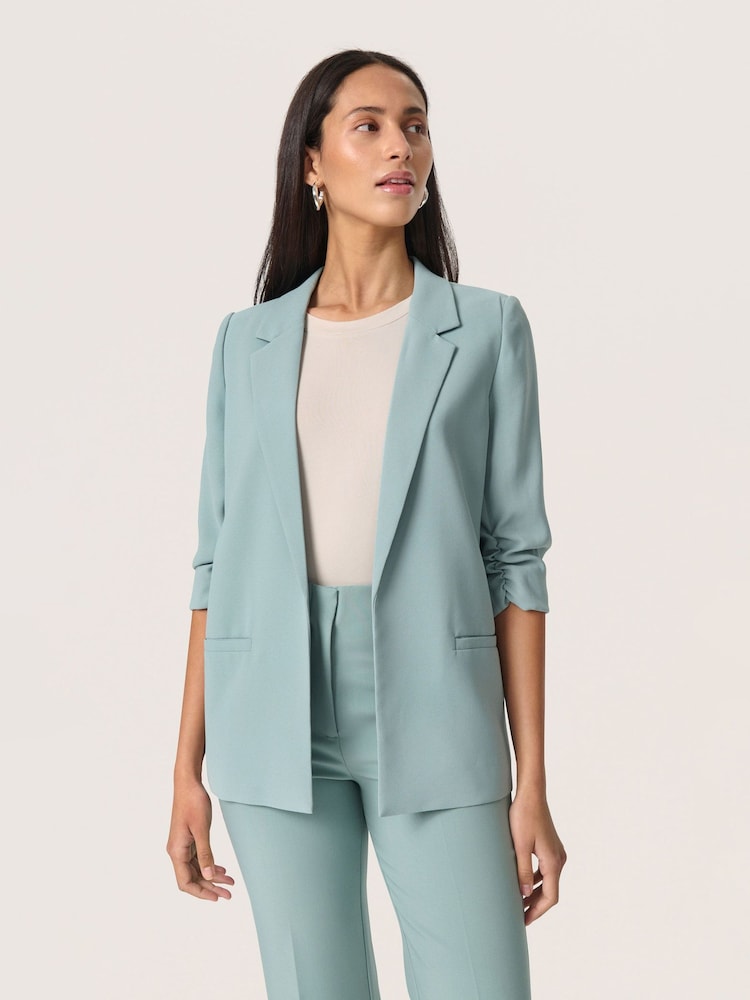 Soaked in Luxury Blue SLShirley 3/4 Sleeves Open Front Blazer - Image 1 of 6