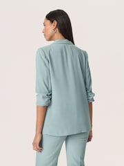 Soaked in Luxury Blue SLShirley 3/4 Sleeves Open Front Blazer - Image 2 of 6