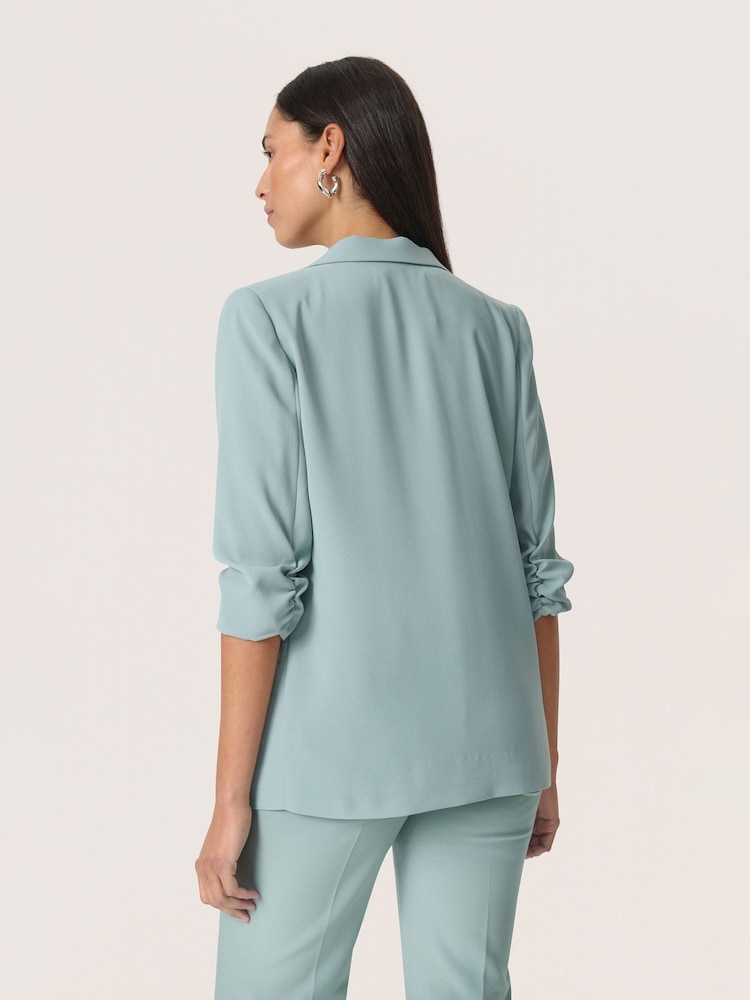 Soaked in Luxury Blue SLShirley 3/4 Sleeves Open Front Blazer - Image 2 of 6