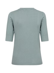 Soaked in Luxury Blue SLSpina Short Sleeves Rib Knit Pullover Jumper - Image 6 of 6