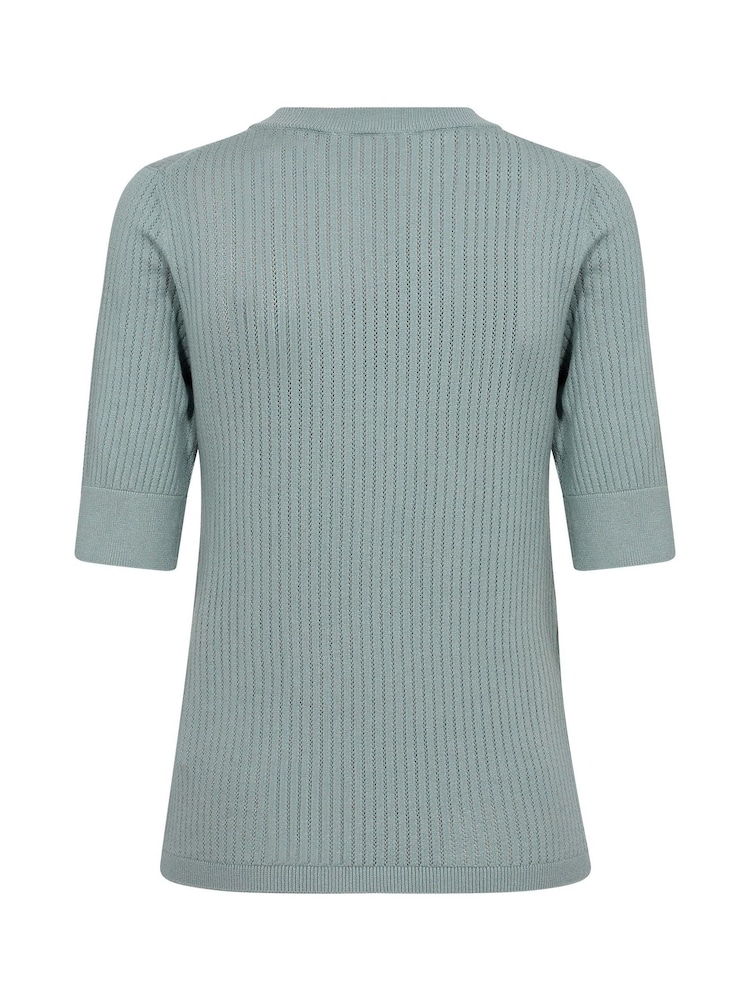 Soaked in Luxury Blue SLSpina Short Sleeves Rib Knit Pullover Jumper - Image 6 of 6