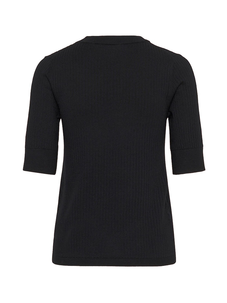 Soaked in Luxury Spina Short Sleeves Black Rib Knit Top - Image 6 of 6