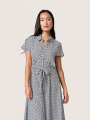 Soaked in Luxury SLArjana Short Sleeve Maxi Shirt Black Dress - Image 1 of 5