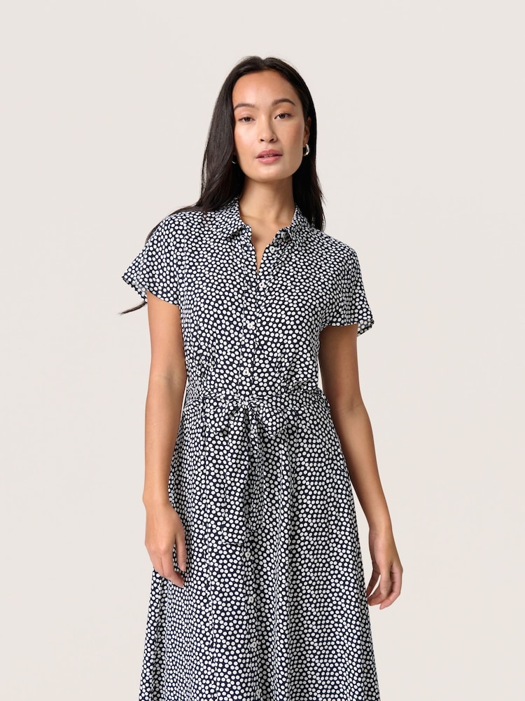 Soaked in Luxury SLArjana Short Sleeve Maxi Shirt Black Dress - Image 1 of 5