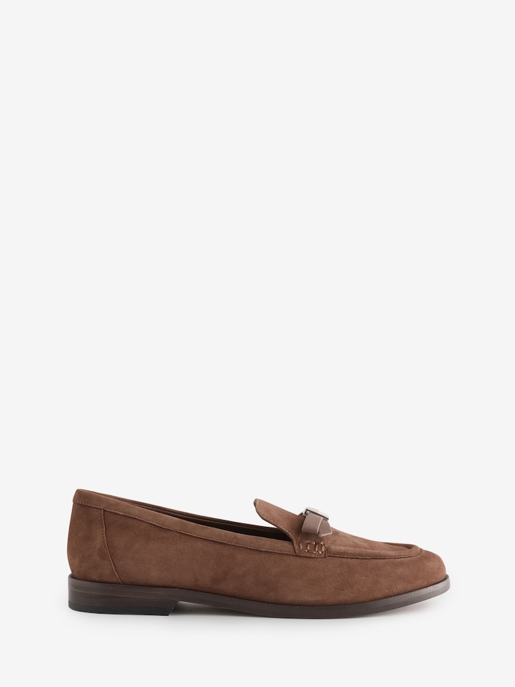 Kate Spade Deco Bow Suede Brown Loafers - Image 1 of 5