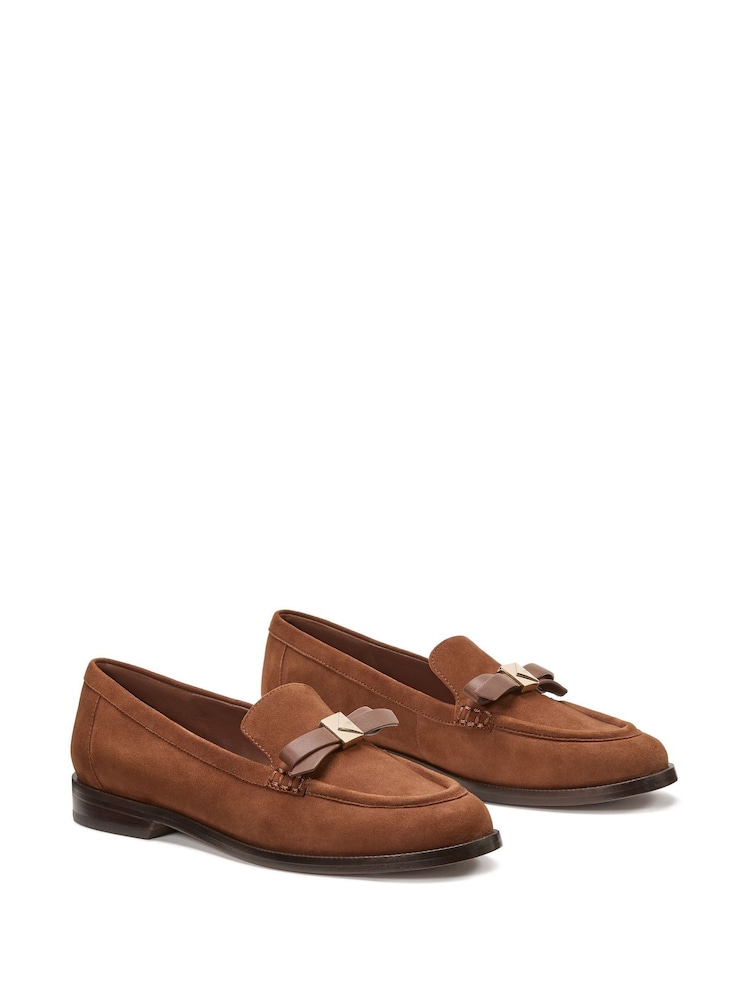 Kate Spade Deco Bow Suede Brown Loafers - Image 2 of 5