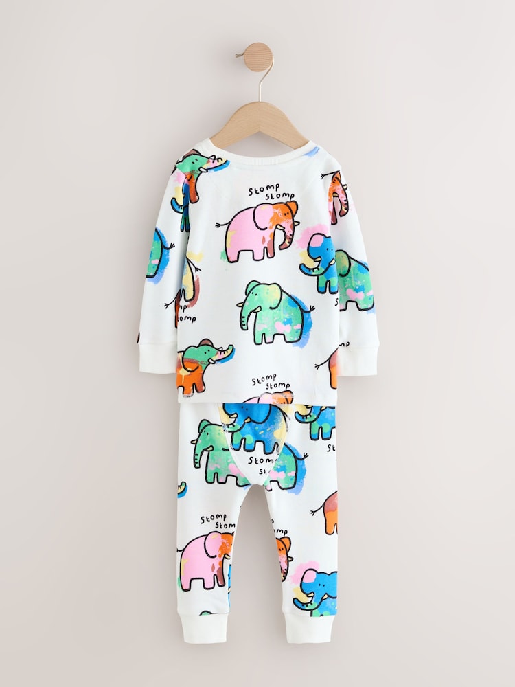 Ecru/Blue/Pink Elephant Single Loros Pyjamas (9mths-8yrs) - Image 2 of 4