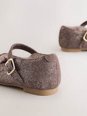 Chocolate Brown Shimmer Faux Fur Lined Mary Jane Shoes - Image 4 of 5