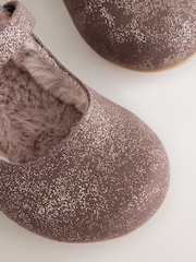 Chocolate Brown Shimmer Faux Fur Lined Mary Jane Shoes - Image 5 of 5