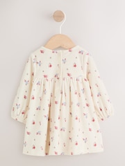 Cream Ditsy Baby Long Sleeve Velour Dress and Tights Set 2 Piece (0mths-2yrs) - Image 2 of 10