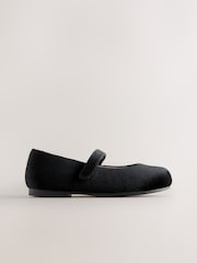 Black Velour Standard Fit (F) Touch Fastening Mary Jane Occasion Shoes - Image 2 of 5