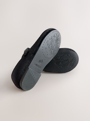 Black Velour Standard Fit (F) Touch Fastening Mary Jane Occasion Shoes - Image 3 of 5