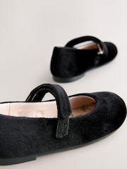 Black Velour Standard Fit (F) Touch Fastening Mary Jane Occasion Shoes - Image 4 of 5