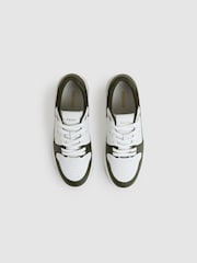Reiss Khaki/White Astor Leather Panelled Trainers - Image 3 of 5