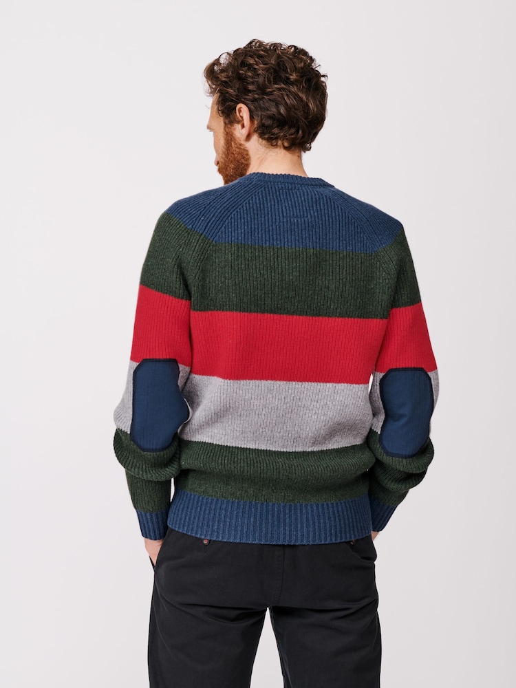 Aubin Grey Pitt Block Stripe Crew Jumper - Image 2 of 6