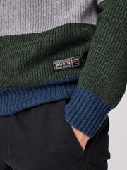 Aubin Grey Pitt Block Stripe Crew Jumper - Image 5 of 6