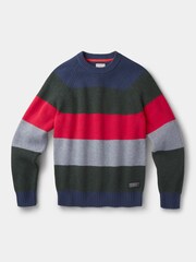 Aubin Grey Pitt Block Stripe Crew Jumper - Image 6 of 6