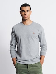 Aubin Grey Buttermere 100% Organic Cotton Long Sleeve T-Shirt - Image 1 of 5