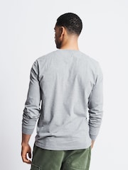 Aubin Grey Buttermere 100% Organic Cotton Long Sleeve T-Shirt - Image 2 of 5