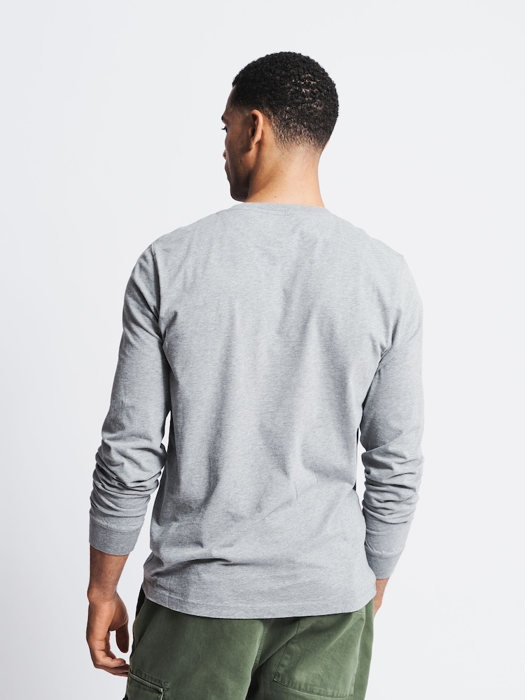 Aubin Grey Buttermere 100% Organic Cotton Long Sleeve T-Shirt - Image 2 of 5