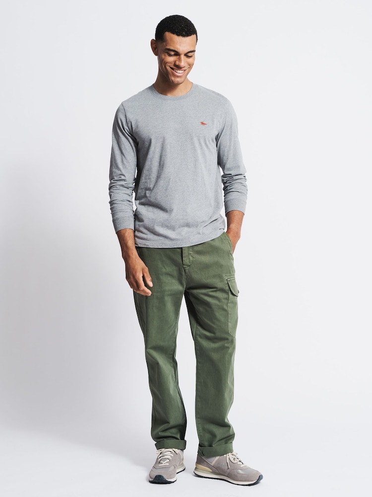 Aubin Grey Buttermere 100% Organic Cotton Long Sleeve T-Shirt - Image 3 of 5