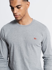 Aubin Grey Buttermere 100% Organic Cotton Long Sleeve T-Shirt - Image 4 of 5