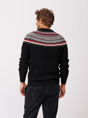 Aubin Placement Fairisle Crew Neck Black Jumper - Image 2 of 6