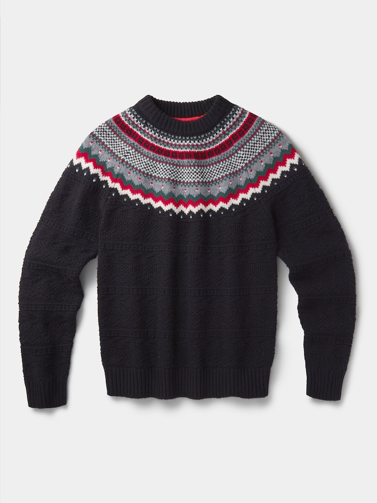 Aubin Placement Fairisle Crew Neck Black Jumper - Image 6 of 6
