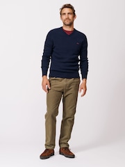 Aubin Aubin Blue Eastbourne V-Neck Jumper - Image 3 of 5