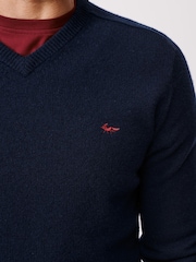 Aubin Aubin Blue Eastbourne V-Neck Jumper - Image 4 of 5