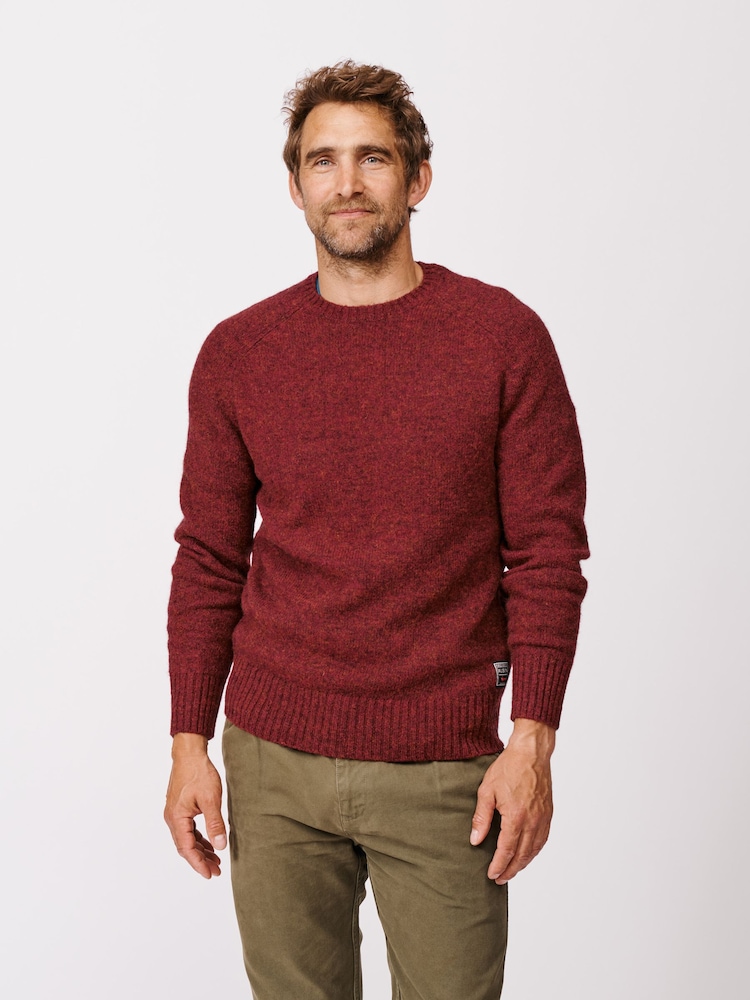 Aubin Red Prestwick Shetland Crew Jumper - Image 1 of 4